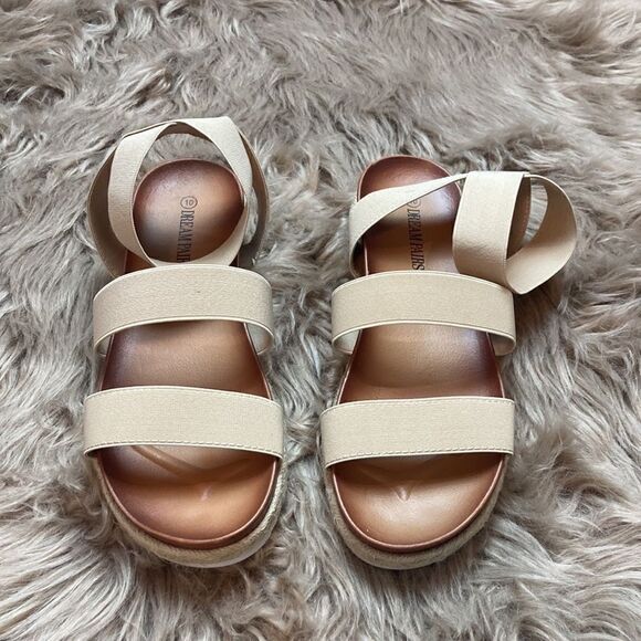 Dream Pairs Jimmie Nude Espadrille Elastic Flexible Ankle Strap Platform Sandals - Picture 3 of 12